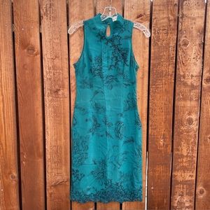 Karen Millen Teal Silk Fitted Dress
